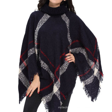 2017 novo padrão de tricô moda Grosso Ladie inverno mulheres poncho xale cachecol